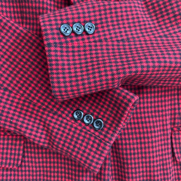Pendleton Women's Wool Red Checkered Blazer Vintage Size 12 - Picture 13 of 15